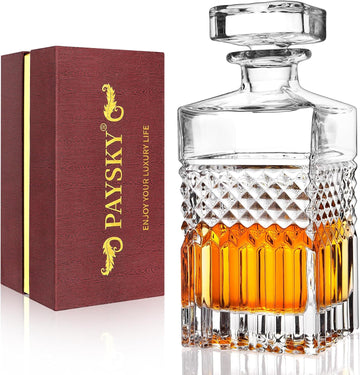 Whiskey Decanter, 29oz Liquor Decanter with Glass Stopper in Gift Box, Premium Bourbon Decanter, Crystal Scotch - Set of 5