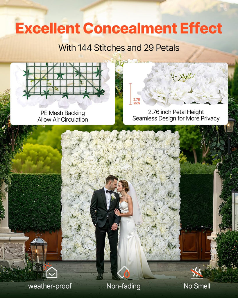 3D Flower Wall Panel, 24 PCS 15 x 15 inch, Artificial Floral Wall Background Mesh Backing Mat, Seamless Design&Easy