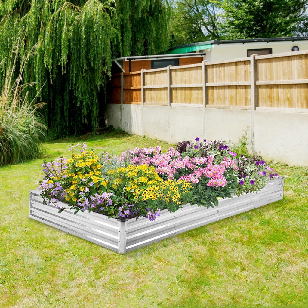 Galvanized Raised Garden Bed 2pcs Pack - Metal Raised Bed Garden Kit 4'x8'x1' for Flower Planters, Vegetables Herb