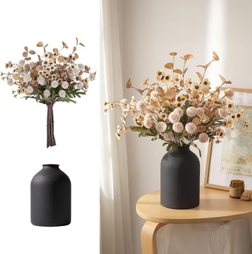 Beige Faux Flowers in Vase for Dining Table Centerpiece Decor