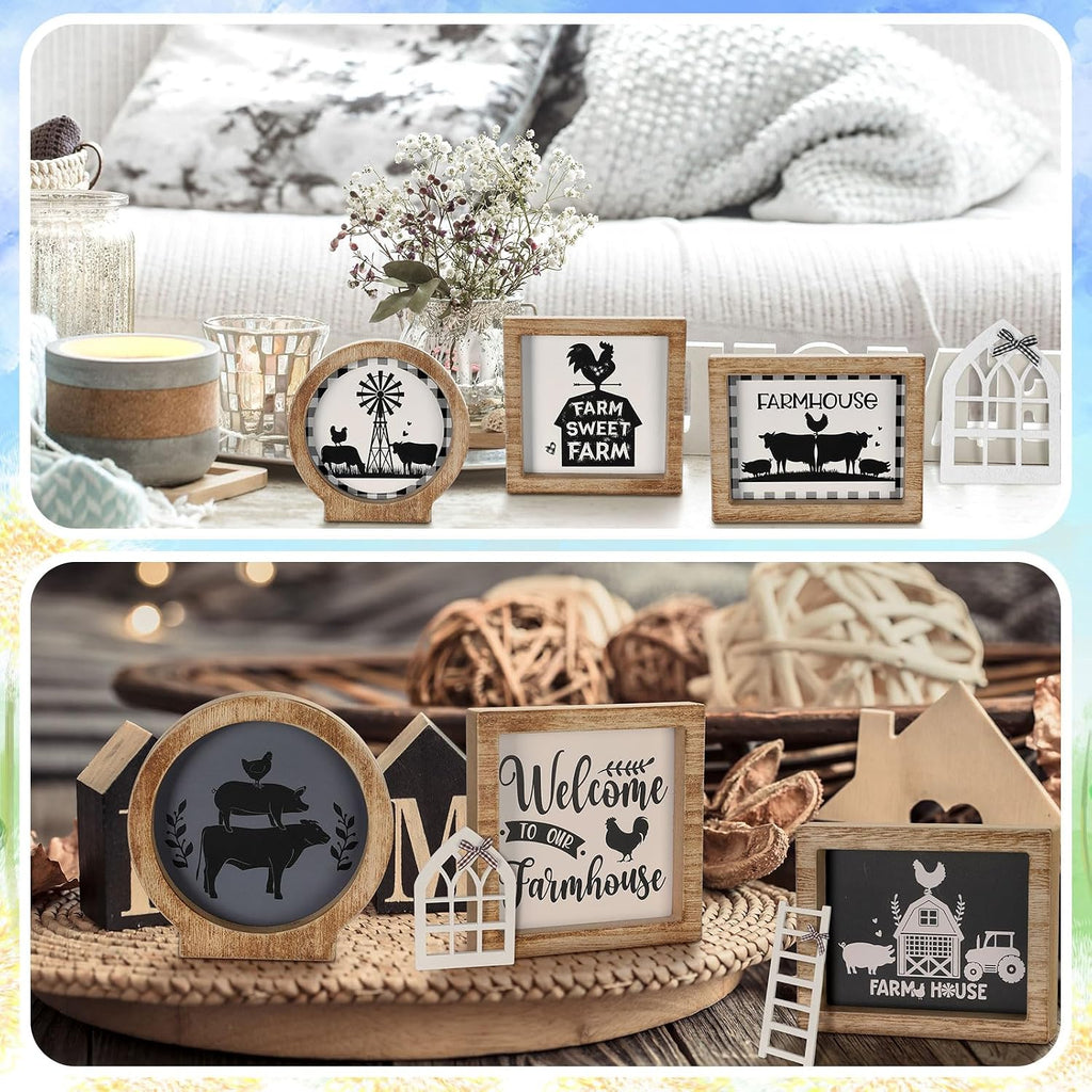 Interchangeable Seasonal Tiered Tray Decor Set Fall Halloween Thanksgiving Tiered Decoration Include Wood - Set of 48