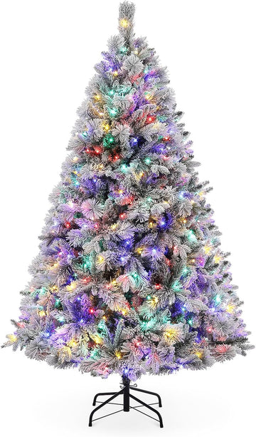 6ft Christmas Decorations Realistic Snow-Flocked Pine Christmas Tree - Premium PVC & PE Construction with 850 Branch