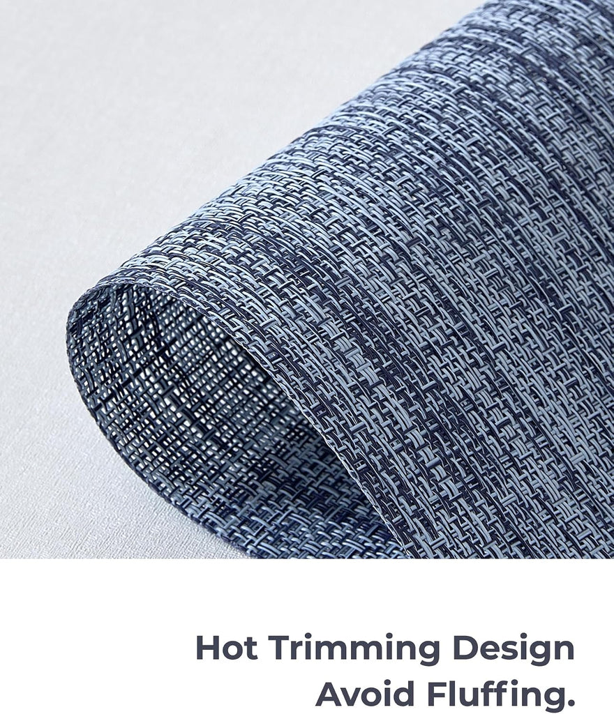 Woven Vinyl Placemats, Deep Navy - Set of 4