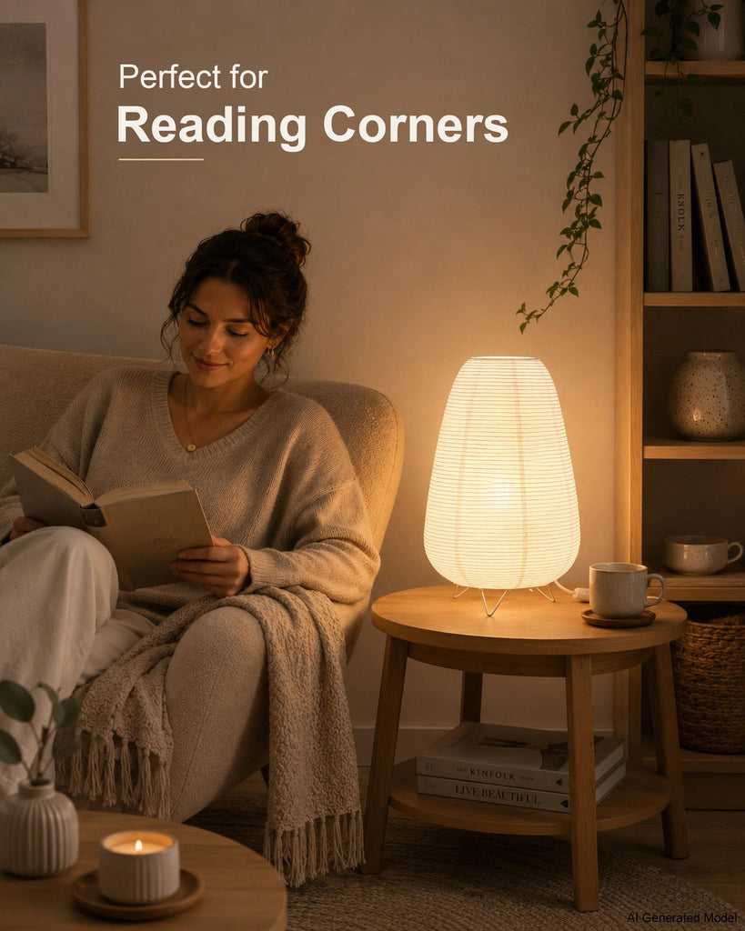 Rice Paper Table Lamp, Japanese Paper Lantern Lamp, E12