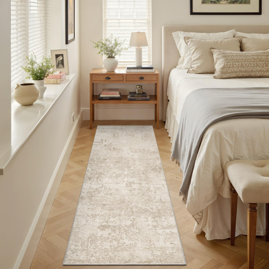 Runner Rug Non Slip, Washable Runners s, Beige