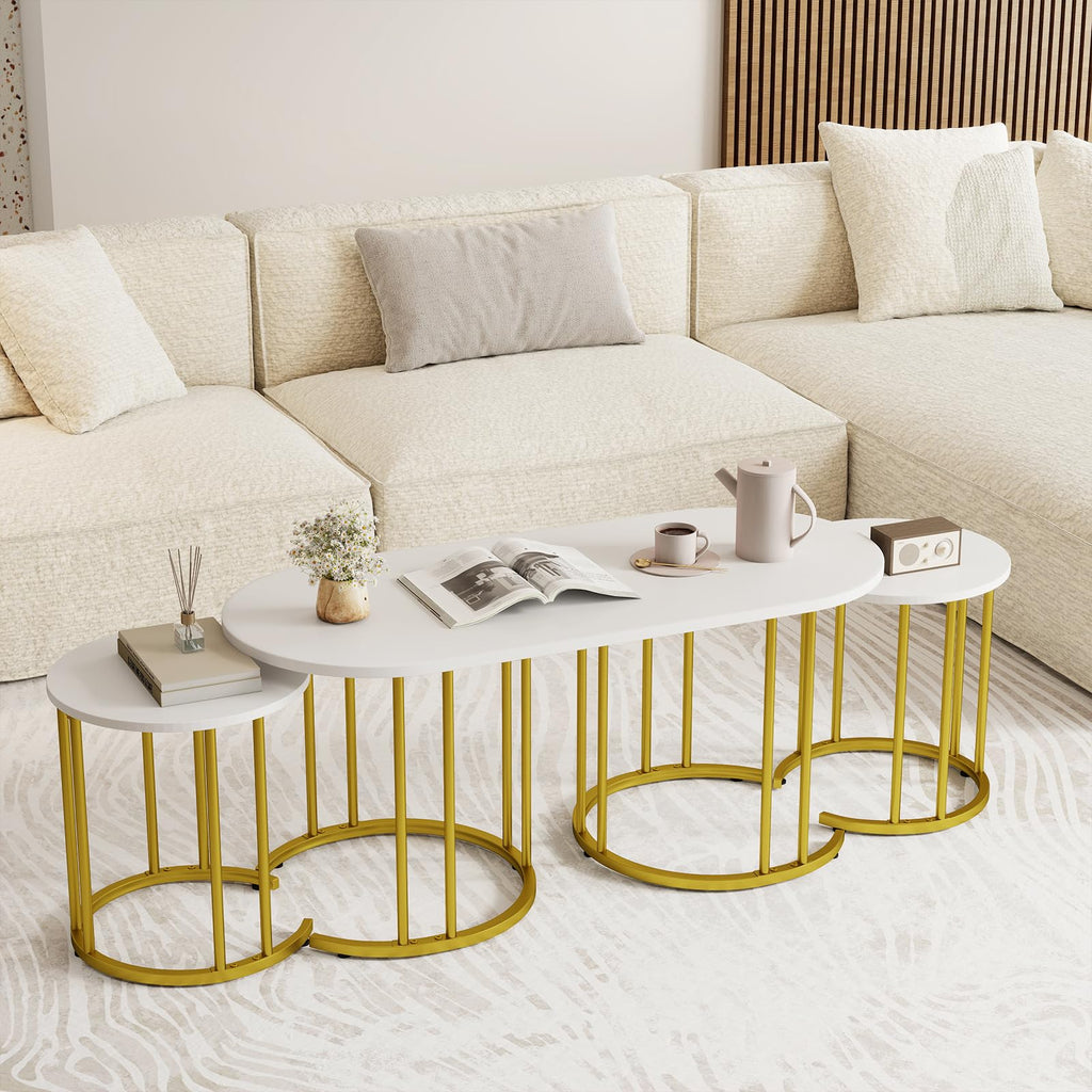 Nesting Coffee Set of 3, Living Room Set, White