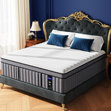 Upgraded Luxury 16 Inch King Size Hybrid Mattress in a Box, Medium Firm | Memory Foam & Pocket Springs, Reinforced
