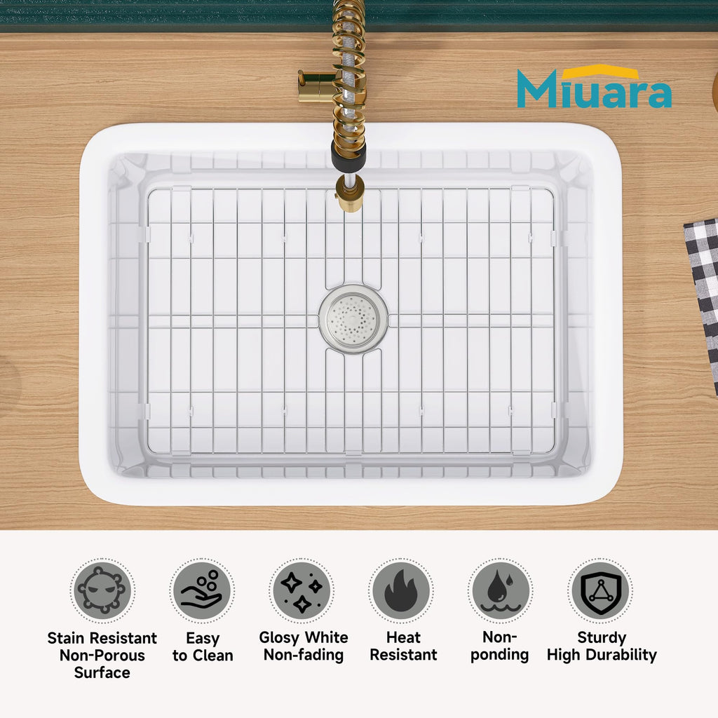 27 x 19 Inch Undermount or Drop In Fireclay Kitchen Sink White