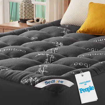 King Mattress Topper Viscose Bamboo, Thick Pillow Top Mattress Pad | Stretchable Pockets Fit 6"-18" Mattress, Soft