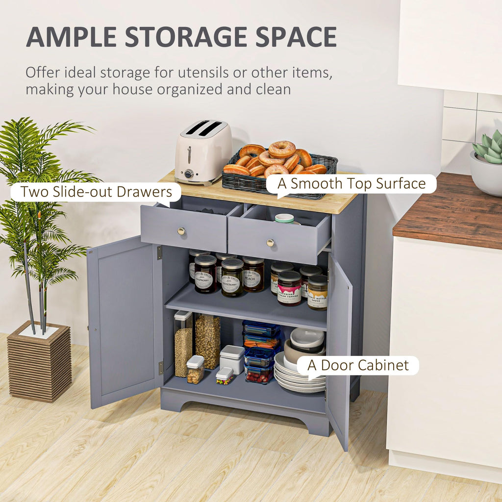 Sideboard Buffet Cabinet Solid Wood Countertop Gray