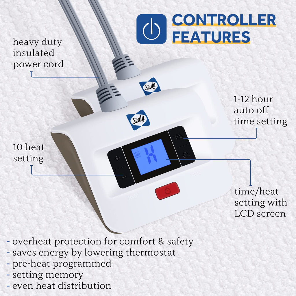 Heated Mattress Pad King Size Dual Controller Machine Washable 78×80"
