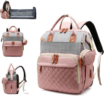 Diaper Bag with Changing Station, Waterproof 3 in 1 Diaper Backpack with Foldable Changing Pad, Large Travel Backpack