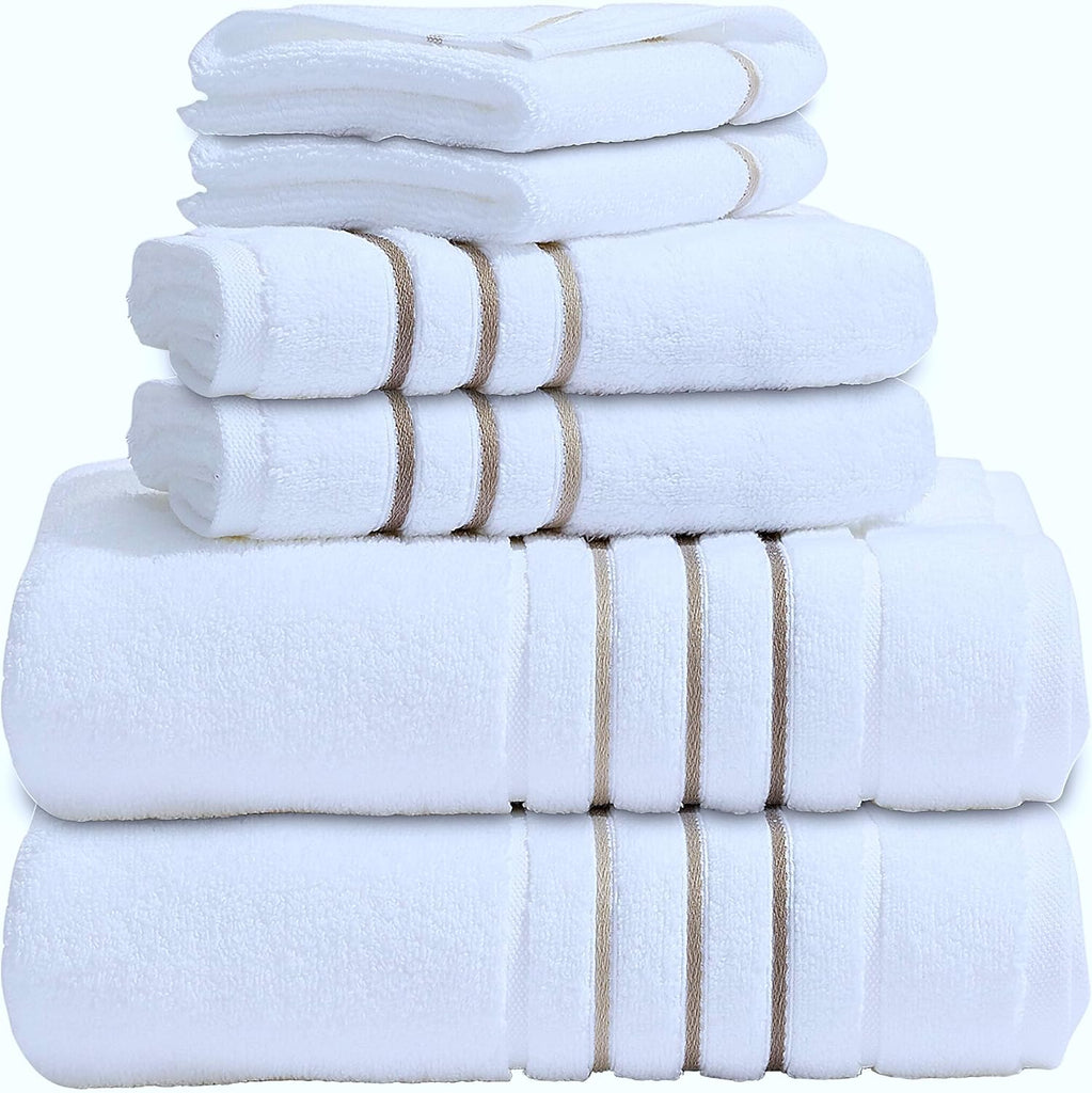 Bath Towels Set - Luxury 6-Piece Cotton Towels, Soft Absorbent & Quick Dry, 600 GSM Bath Towels Spa Quality