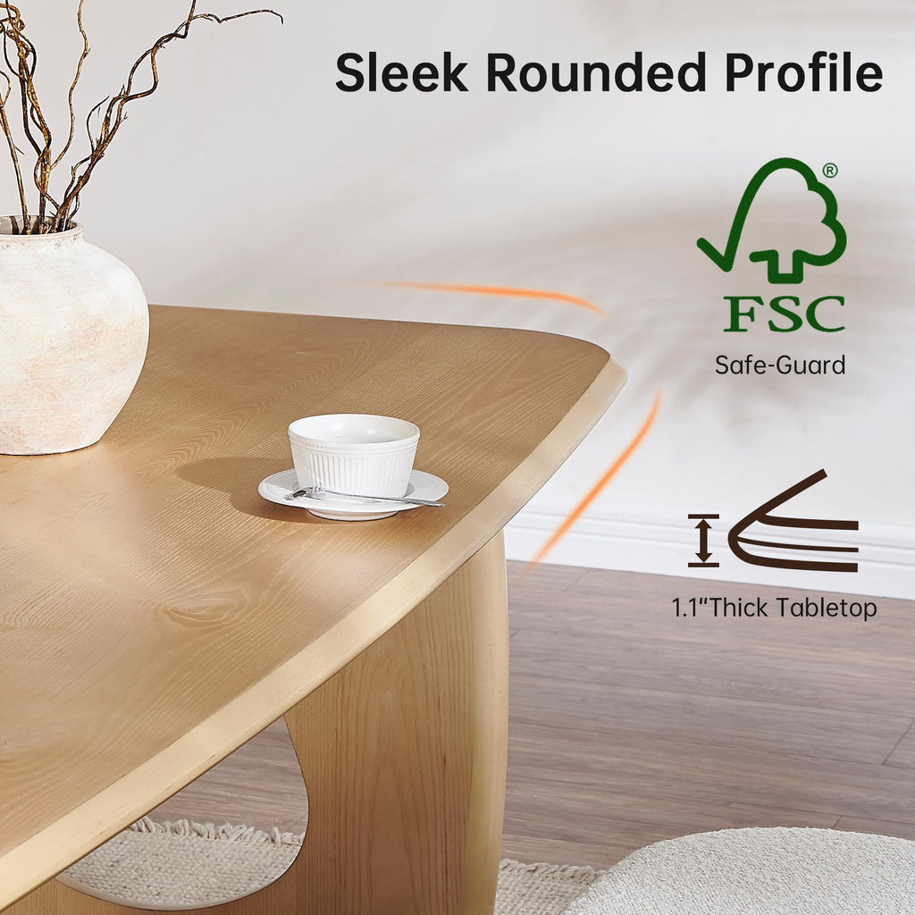 Modern Dining Table for 4-6 People, 68'' Rectangle Dining Table, Kitchen Table with Pedestal Base, Dinner Table