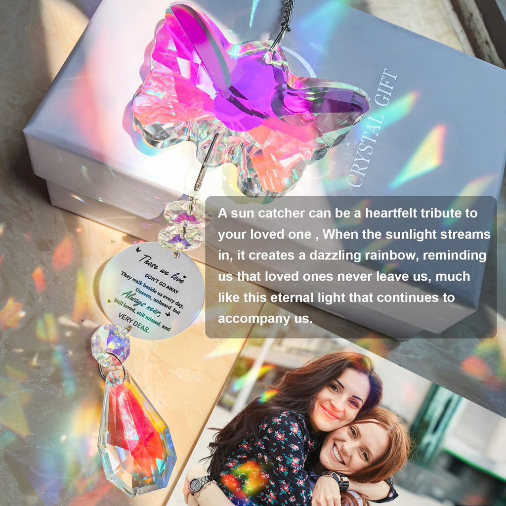 Unique Memorial Sympathy Gifts for Loss Loved One, Bereavement Gift Idea Crystal Butterfly Suncatcher in Remembrance