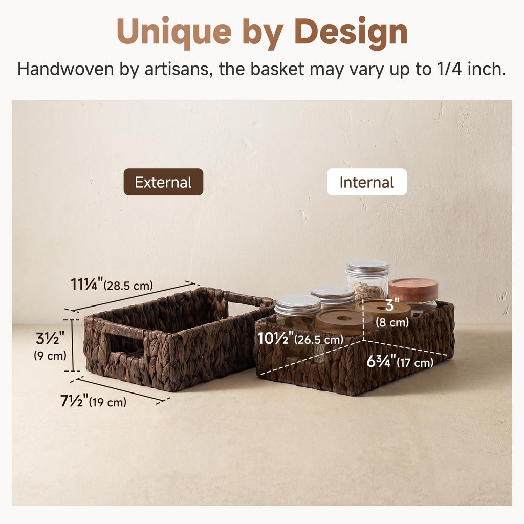 Wicker Baskets for Storage, Rectangle Basket, Brown Baskets