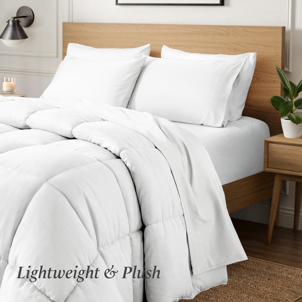 Comforter - Ultra-Soft 1800 Microfiber - Easy Care - All Season Warmth - Bedding Comforter (King/Cal King, White)