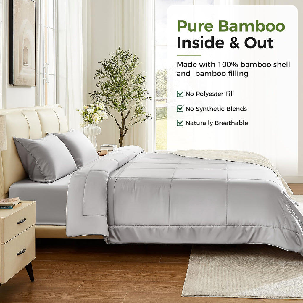 Cooling Bed Comforter Duvet Insert Cal King Size, Lightweight 100% Viscose Derived from Bamboo Shell & Fill