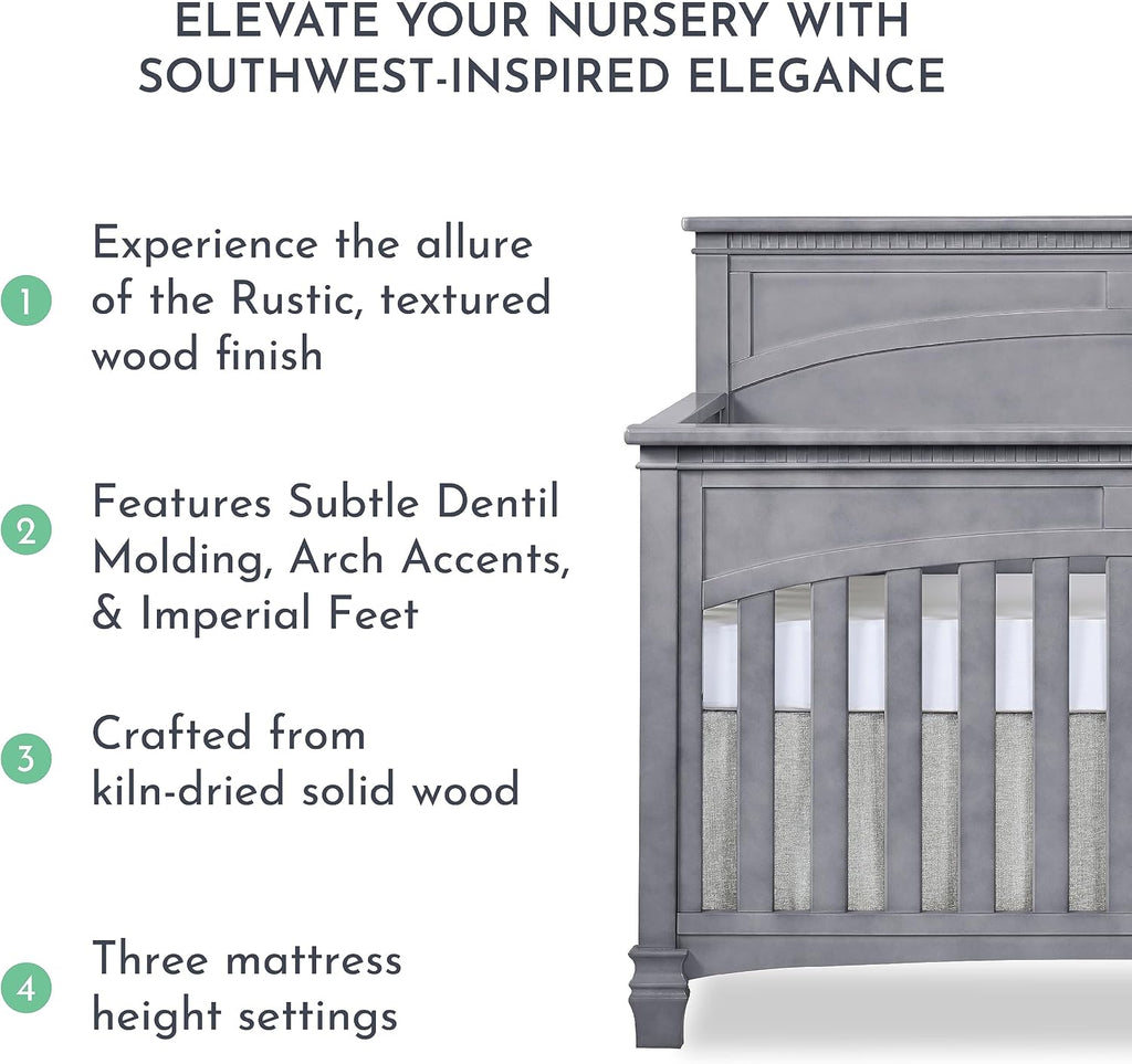Santa Fe 5-in-1 Convertible Crib, Storm Grey