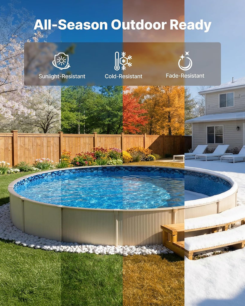 15-ft Round Above Ground Pool Liner, Overlap Pool Liners, Standard Gauge Vinyl, 48-to-54inch Wall Height, Designed
