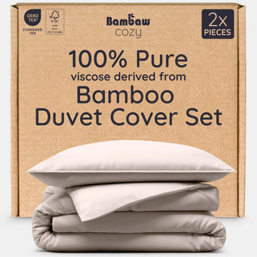 100% Viscose Derived from Bamboo Duvet Cover Set - 2-Piece Twin XL/Twin Size Duvet Cover Set with 1 Standard