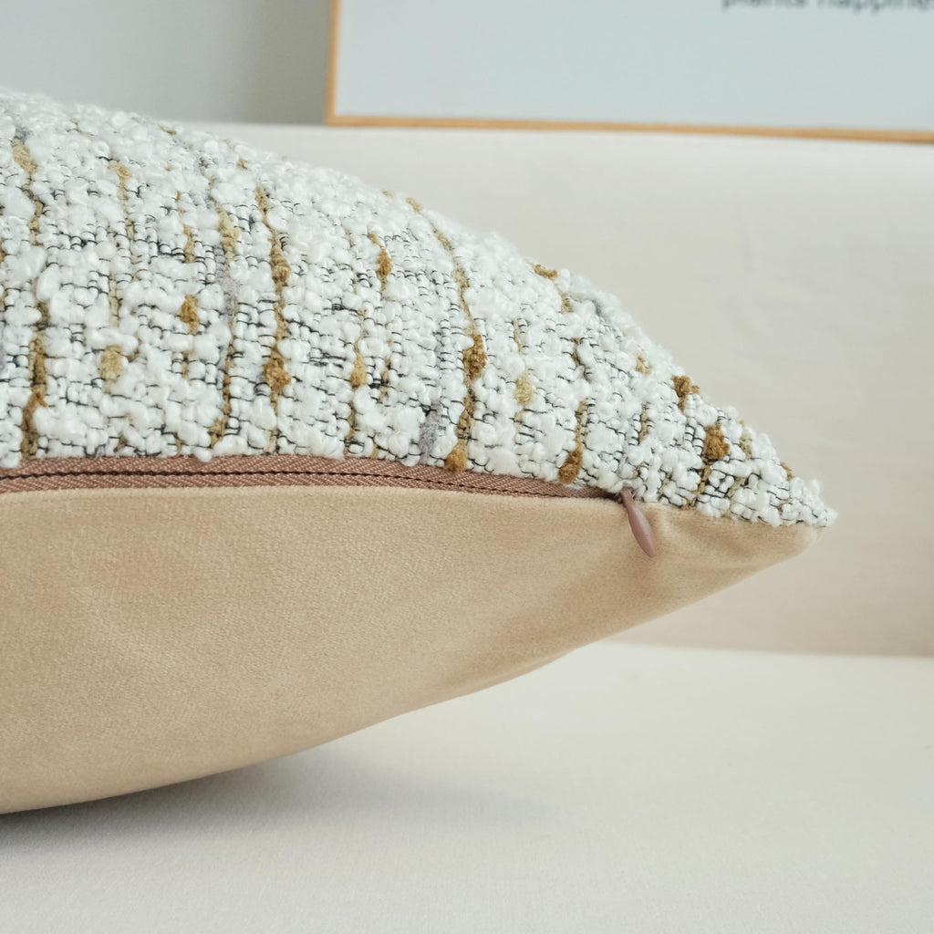 Pack of 2 Boucle Throw Pillow Covers, Beige, 24 x 24 Inch