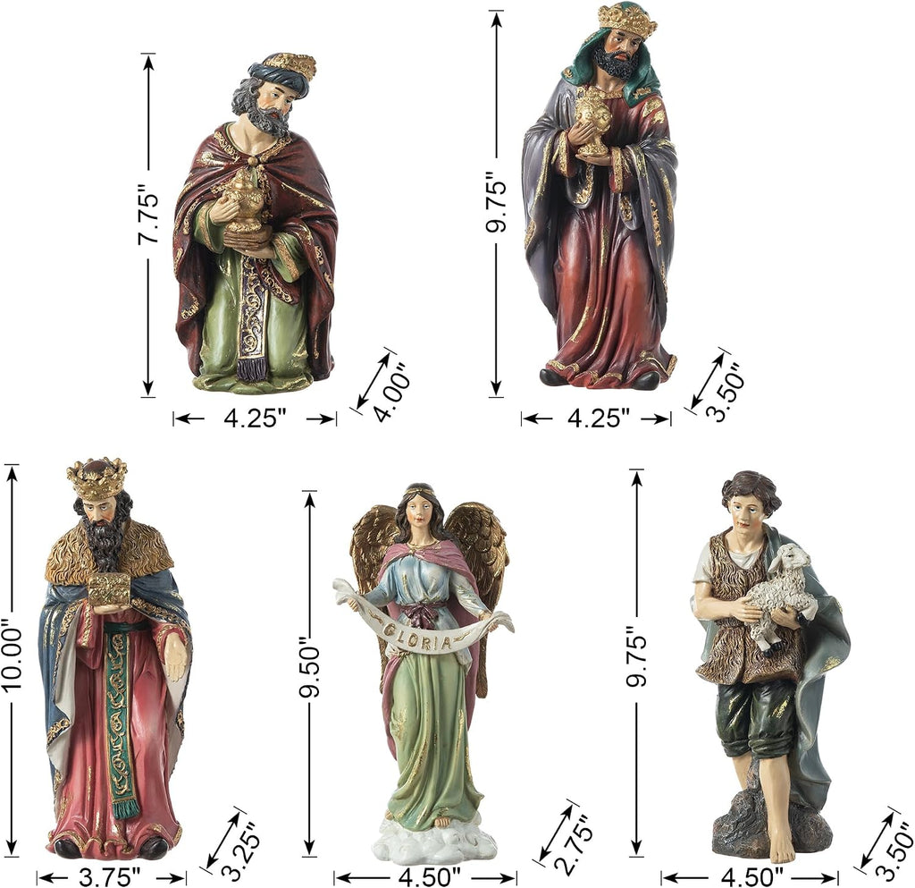 Nativity Set nacimiento de Jesus para Navidad Sets of 12 Nativity Figurines Sets for Christmas Indoor 10" H, Resin