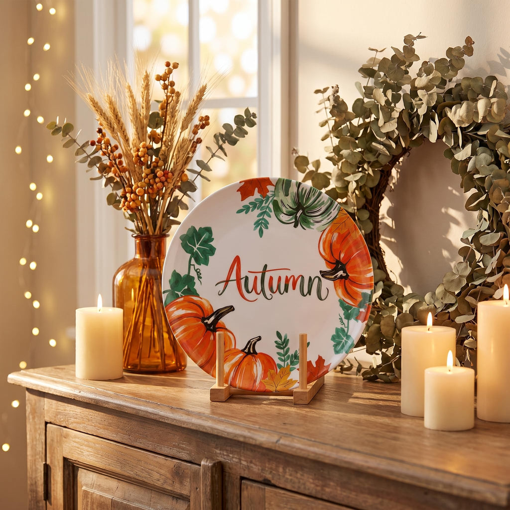 6pcs Melamine Dinner Plate Sets, 10inch Unbreakable Pumpkin Dishes
