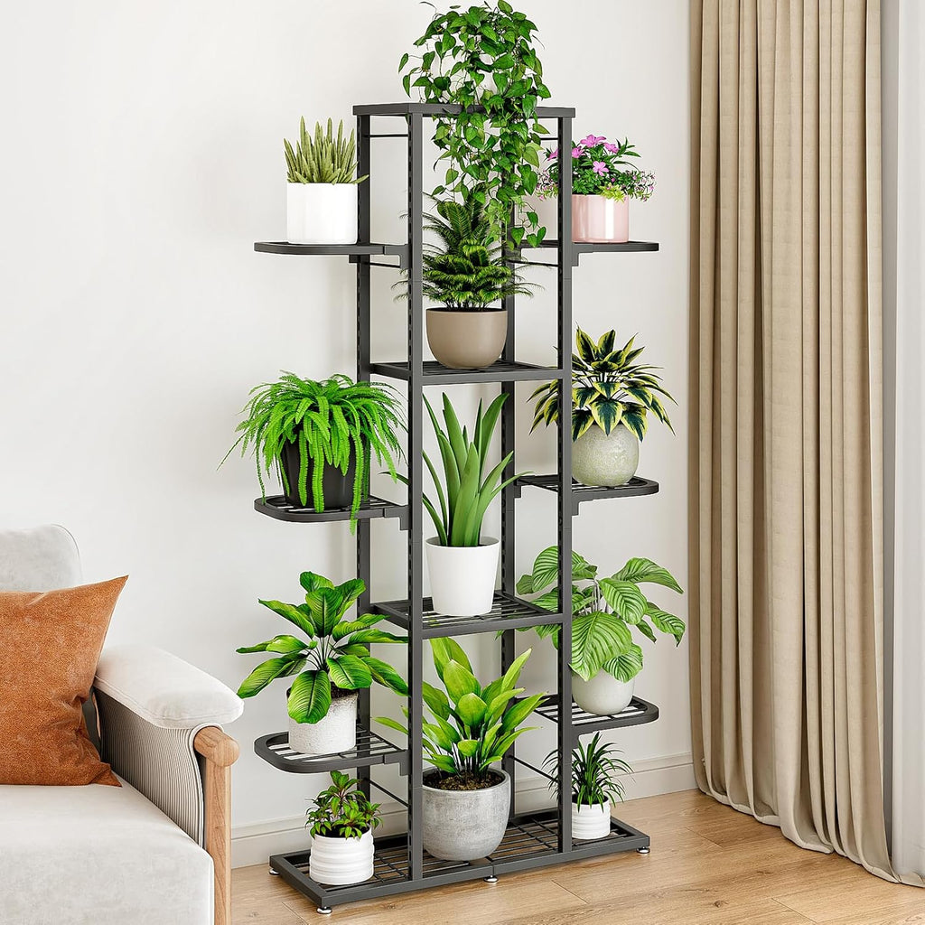 Plant Stand Indoor Outdoor Tiered Adjustable Tall Plant Shelf Rack | 7 Tier Plant Shelves Multiple Flower Holder