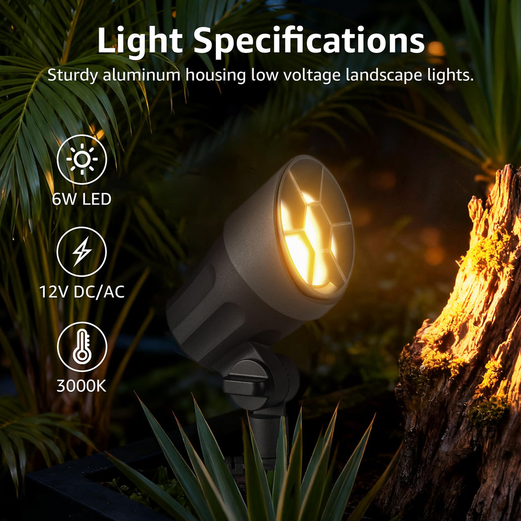 6W LED Low Voltage Landscape Lighting Kit 3000K, Dusk to Dawn, 8 PCS