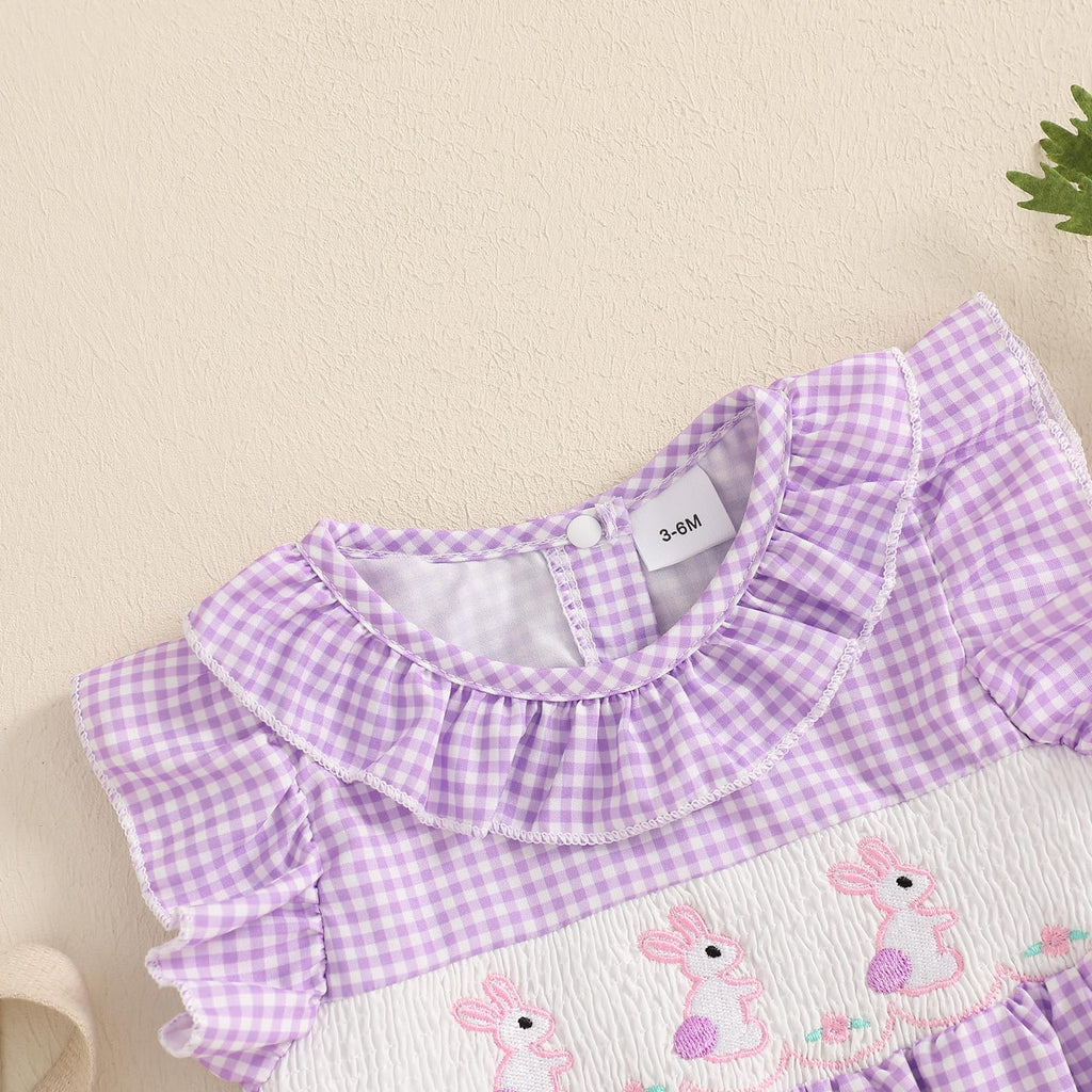 Newborn Baby Girl Easter Outfit Infant Girl Clothes Baby Easter Romper Jumpsuit Summer Baby Girl Clothes (Purple