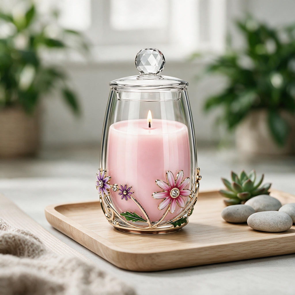 Gardenia scentend Candles Gifts for Women, Crystal Lid Gift Jar
