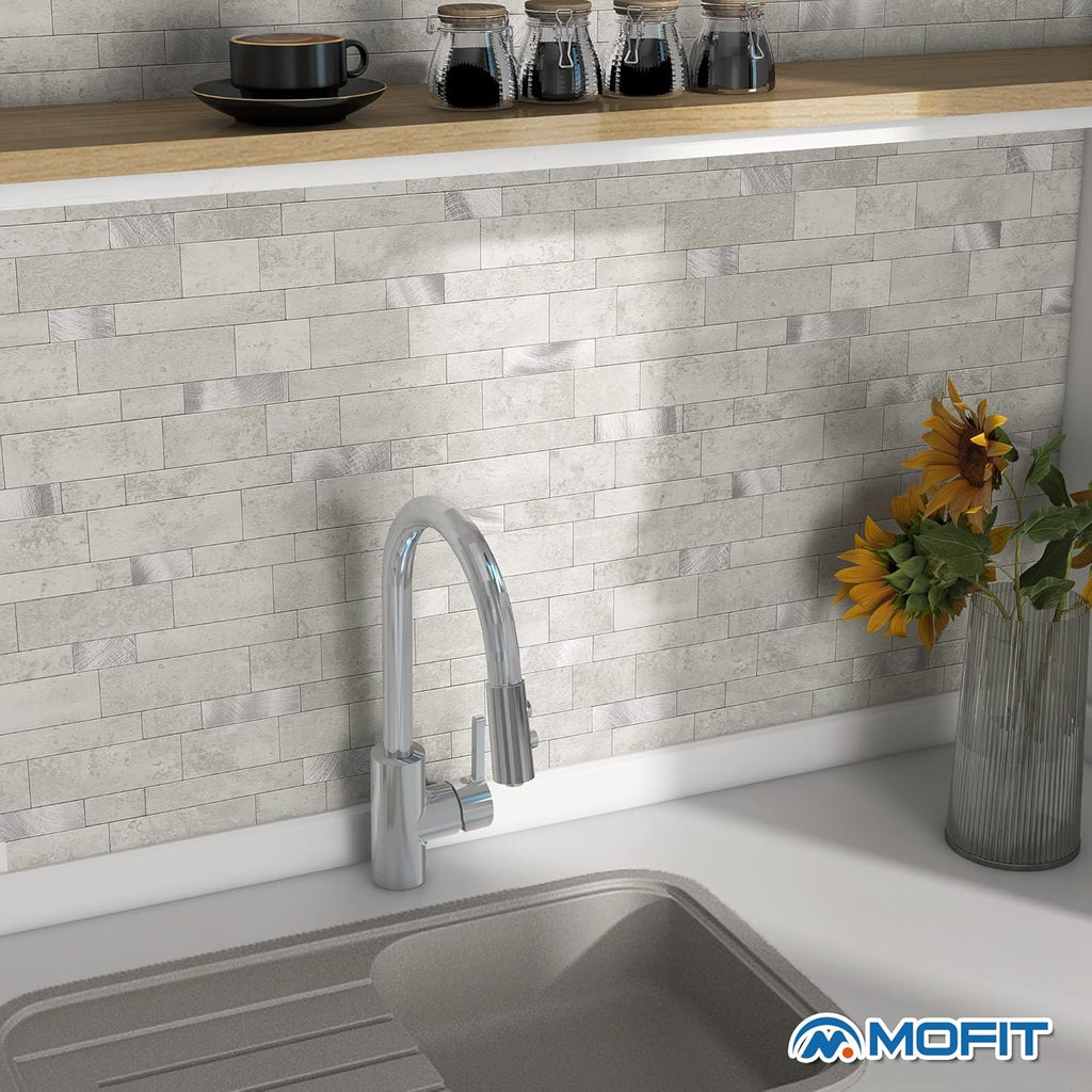 Peel Stick Backsplash Kitchen Wall Cement Grey 10pcs