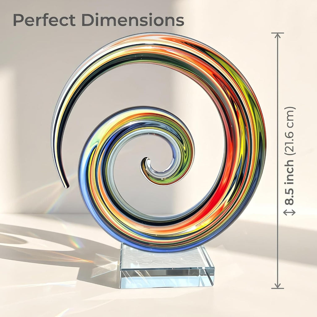 8.5" Blown Glass Sculpture - Multicolored Swirl Art Design - Set of 100