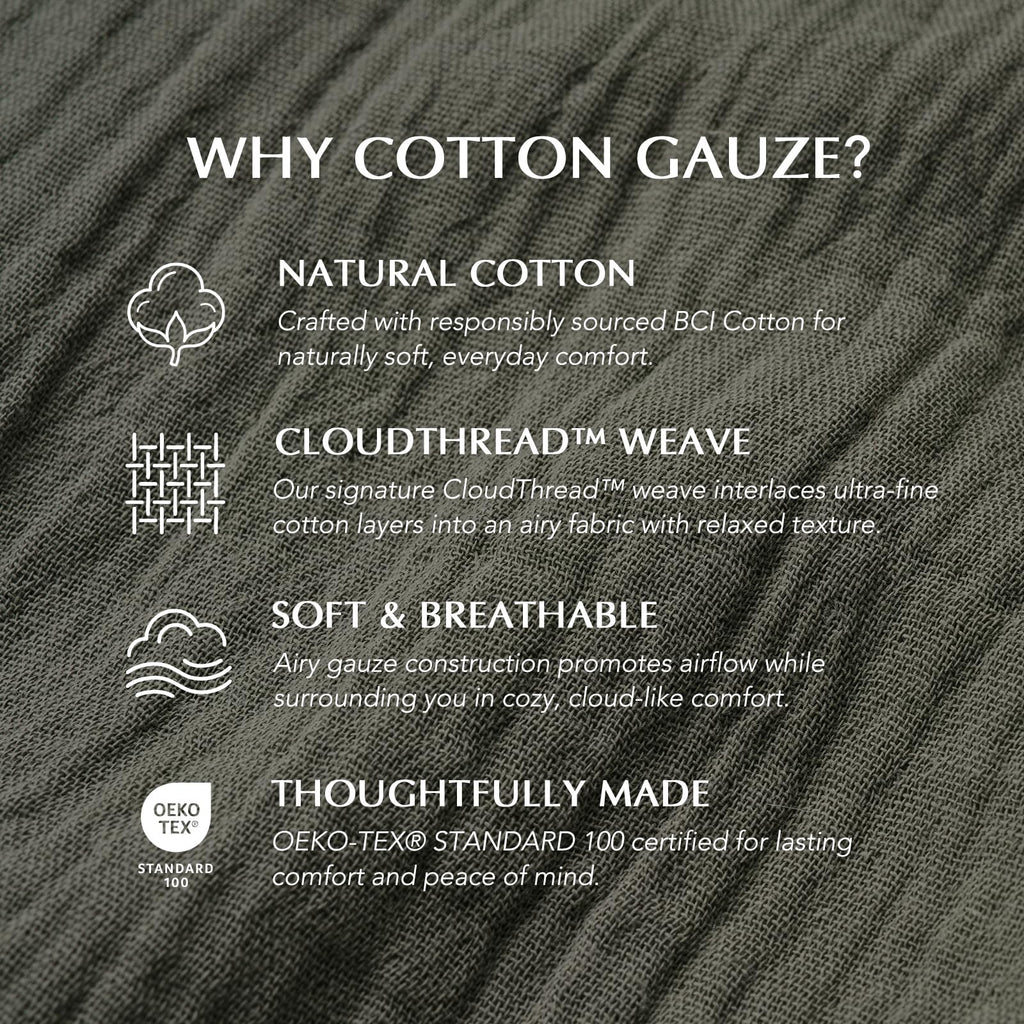 Cotton Gauze Muslin Quilt Set, Dusky Sage
