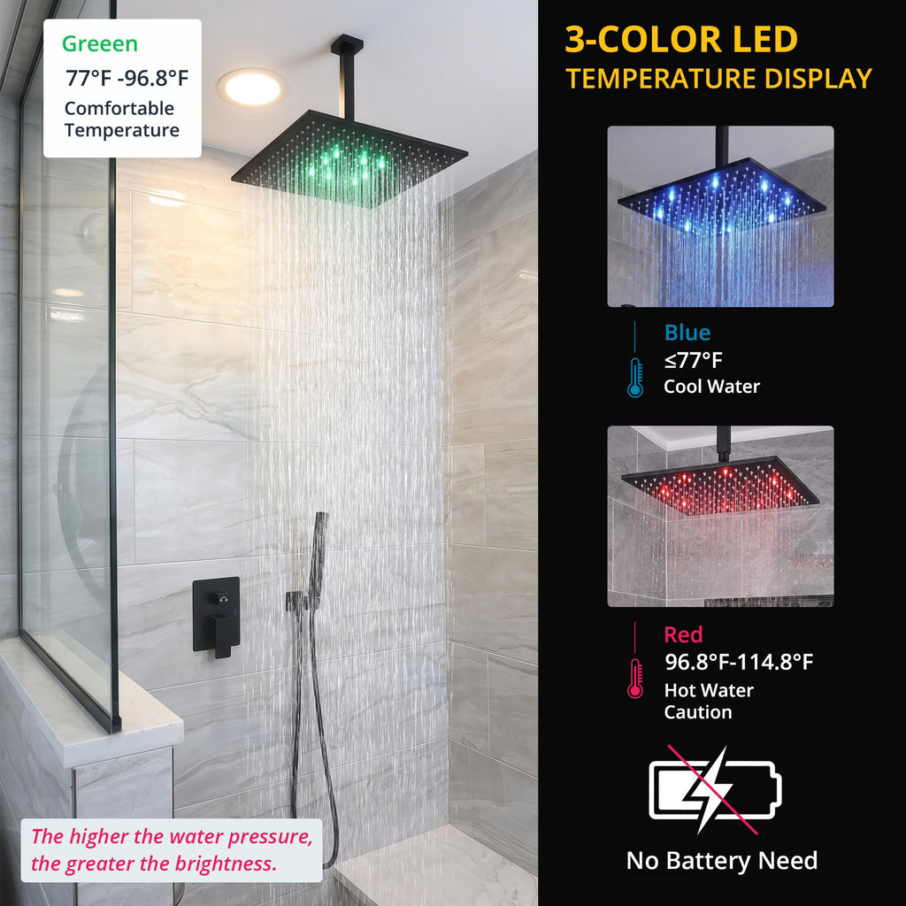 16 Inch Rainfall Shower System Ceiling Shower Head with Handheld