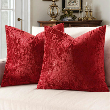 Christmas Velvet Euro Sham Throw Pillow Covers Red 24x24 Set of 2