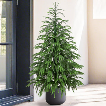 Artificial Norfolk Pine Tree, 3 ft Realistic Christmas Tree, Fake Potted Plants for Front Porch Outdoor Indoor Garden