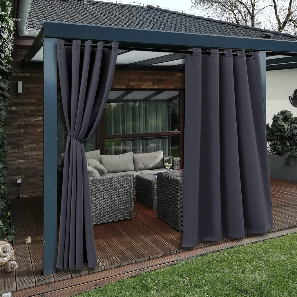 Waterproof Indoor/Outdoor Curtains Thermal Insulated | Sun Blocking Weatherproof Blackout Curtains /Porch/Living