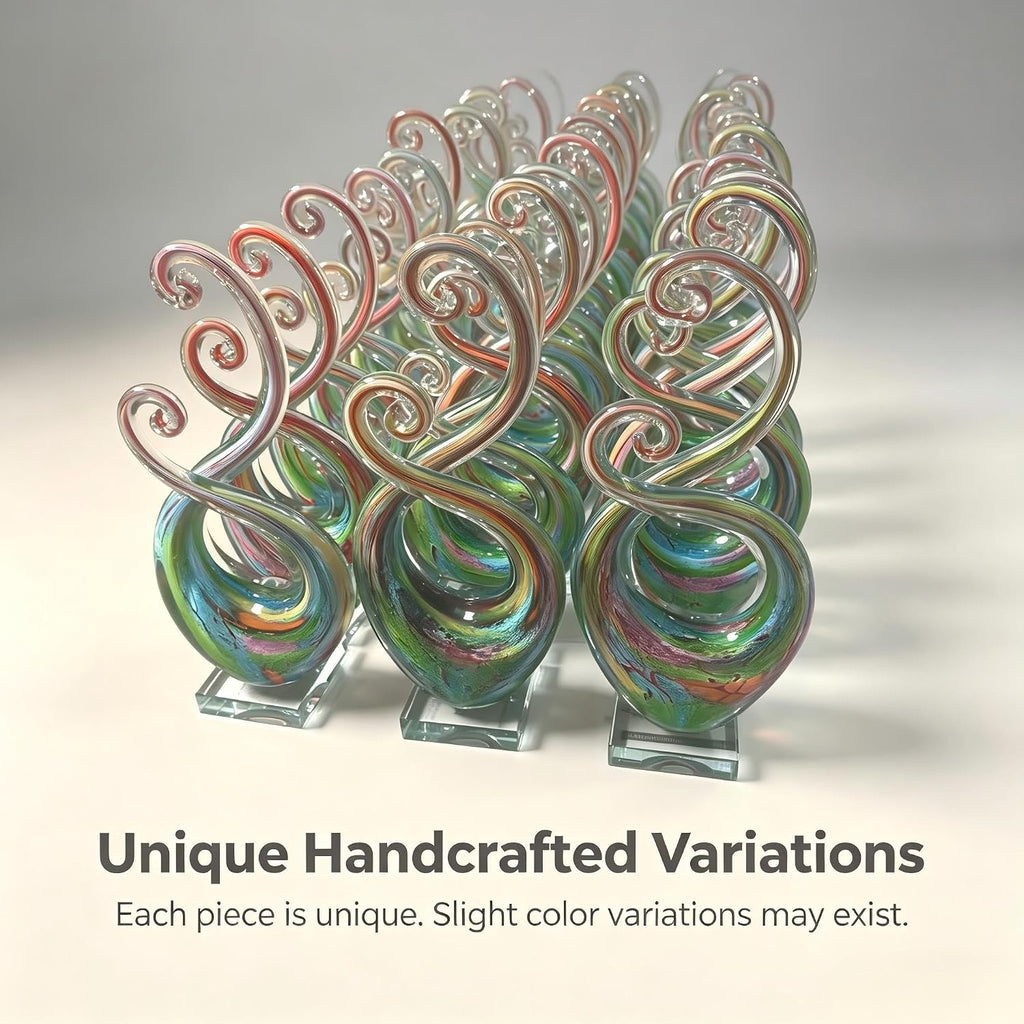 14in Hand Blown Murano Style Abstract Swirl Glass Sculpture Home Decor - Set of 60