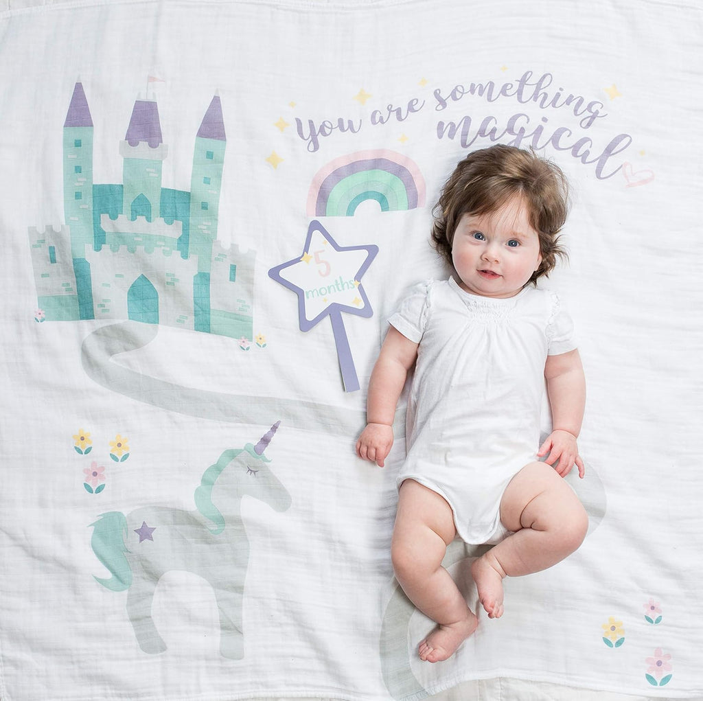 Baby's First Year Milestone Blanket and Card Set | 40in x 40in (Something Magical)