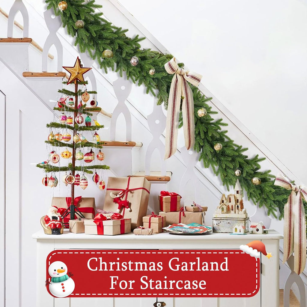 For Staircase Railing Soft Bendable Realistic Artificial Cedar Pine Winter Green Xmas Mantle Garland for Fireplace