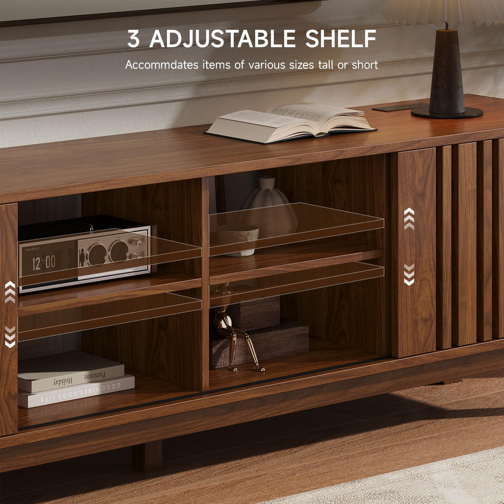 70" TV Stand for TV Up to 85", Mid-Century Modern Television Stand