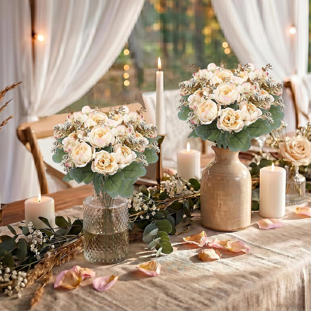 Bundles Champagne Peonies Artificial Flowers for DIY - Set of 6