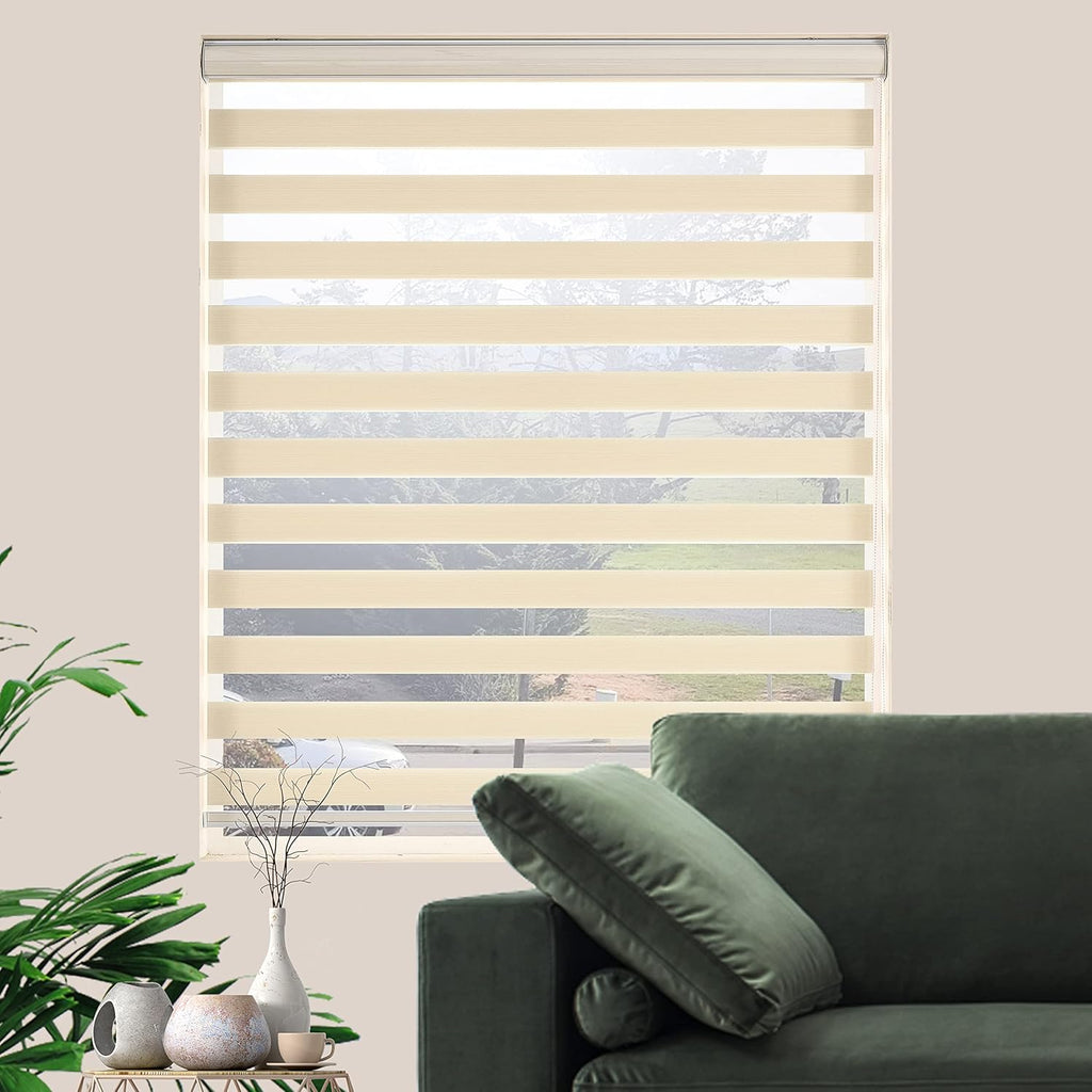 Custom Zebra Blinds for Windows Light Filtering Dual-Layer Window Shades for Privacy Free-Stop Sheer Shades Roller