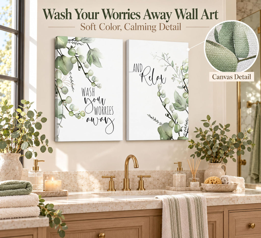 2 Pcs Eucalyptus Botanical Canvas Wall Art 12x16in