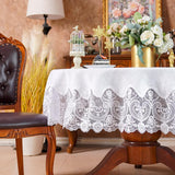 Lace Rectangular Tablecloths with Exquisite Macrame Border Clear Embroidered Kitchen Holidays Fabric