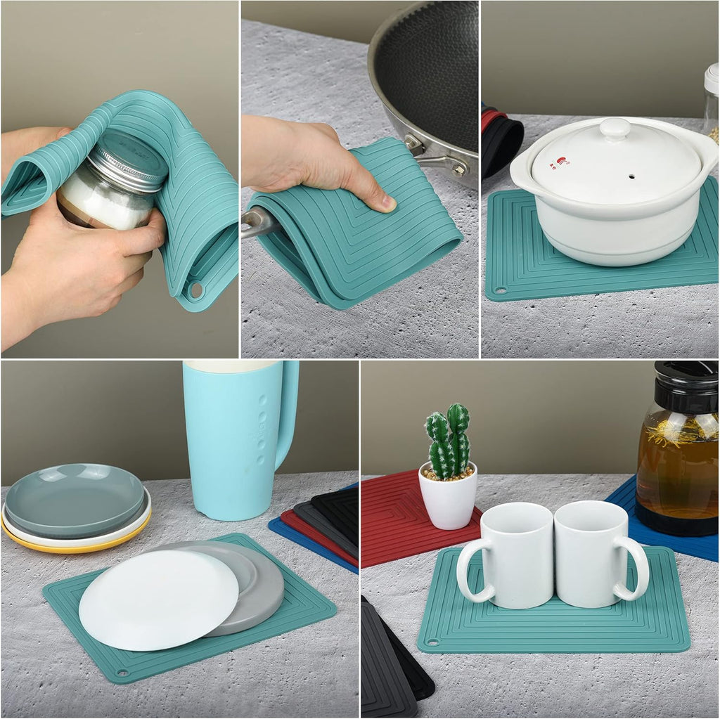 Silicone Trivets for Hot Dishes Pots and Pans, Red Hot Pads, Heat Resistant Mat for Counter, Multi-Purpose Silicone - Set of 2