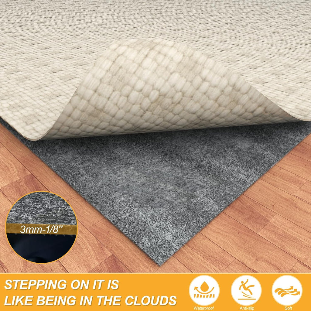 Non Slip Felt Rubber Rug Pad, Thick Felt Rug Pads for Hardwood Floors, Under Area Rugs Protective Cushion Pads - Set of 30