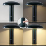 11" Forest Green Rechargeable LED Mushroom Table Lamp, Cordless Portable Dimmable Mid-Century Modern Accent Lamp